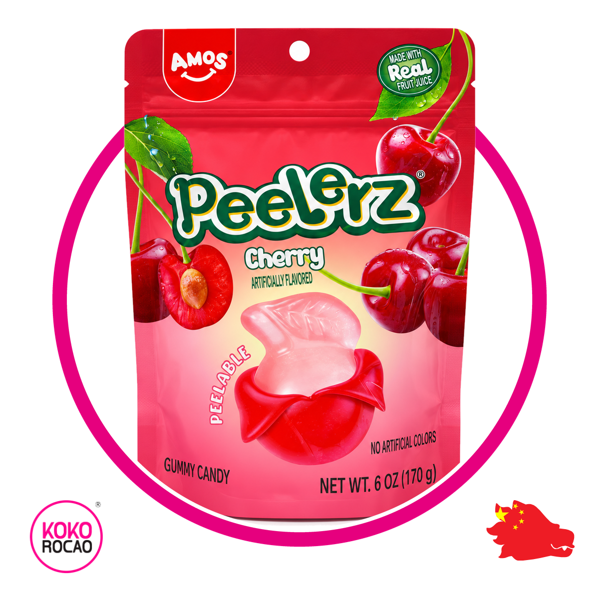 AMOS PEELERZ CHERRY GUMMY BOLSA 170G