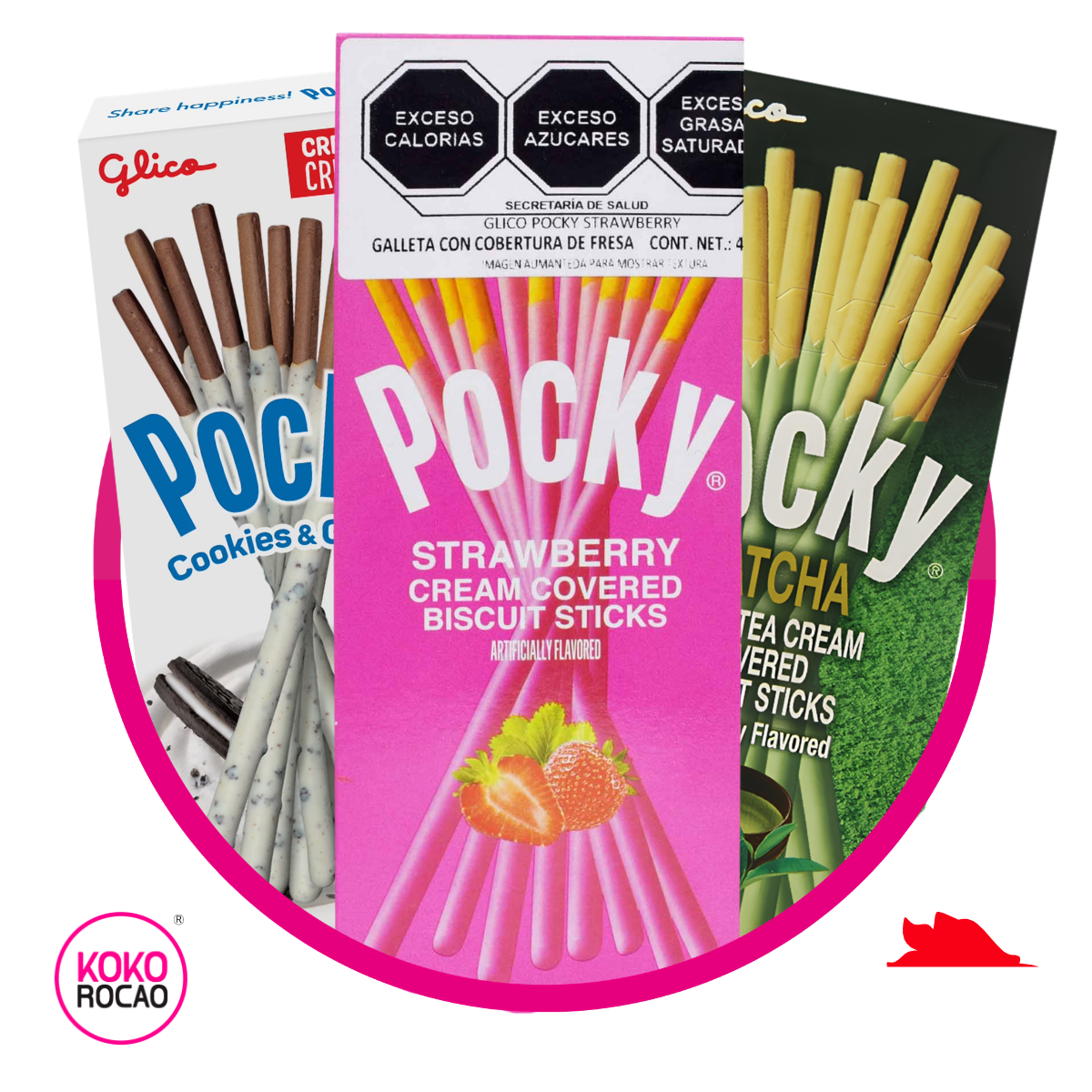 PAQUETE DE 3 POCKY FRESA + MATCHA + COOKIES