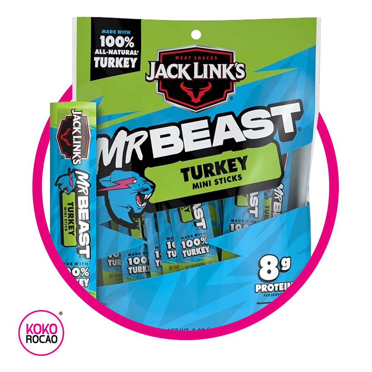 Bolsa de Jack Links Mr Beast Turkey Mini Sticks 170 g