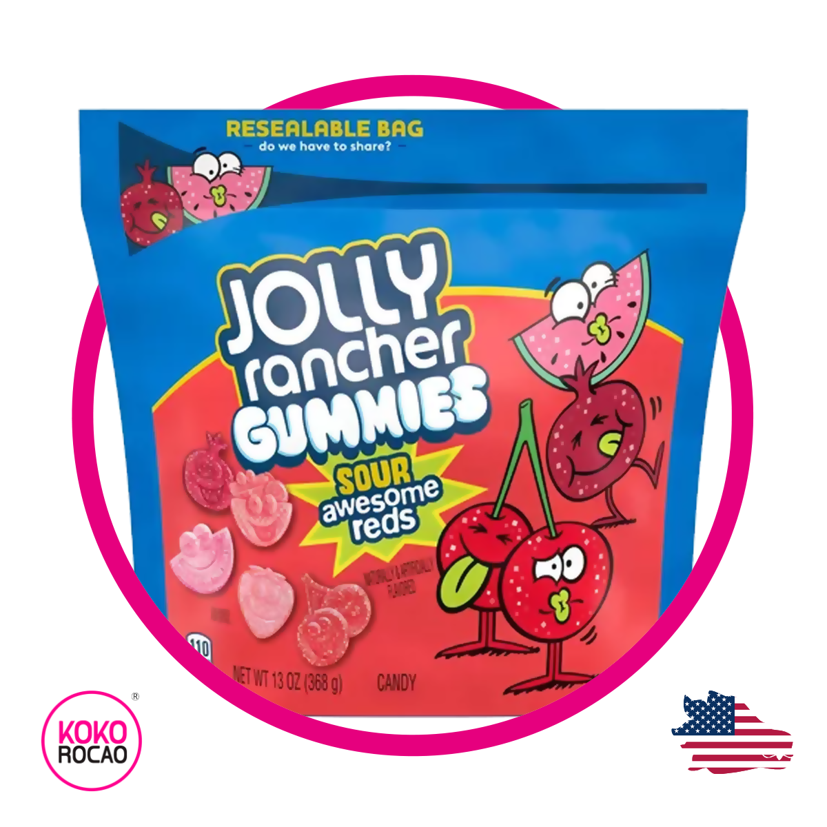 Bolsa de Jolly Rancher Sour Awesome Reds 368 g