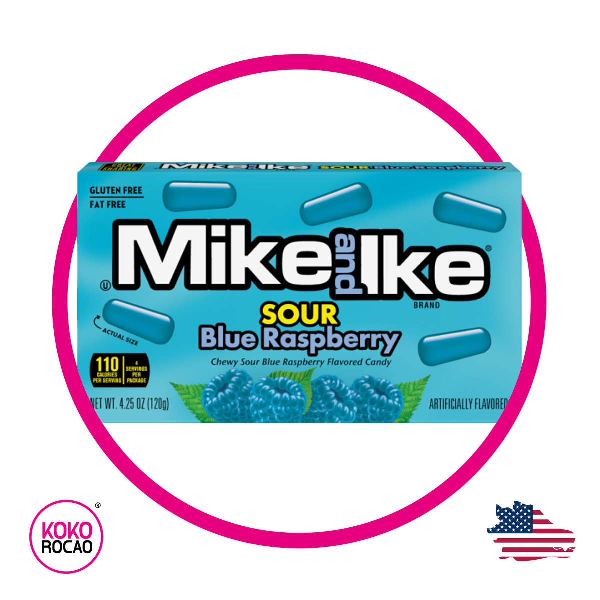 Caja de Mike And Ike Sour Blue Raspberry 120 g
