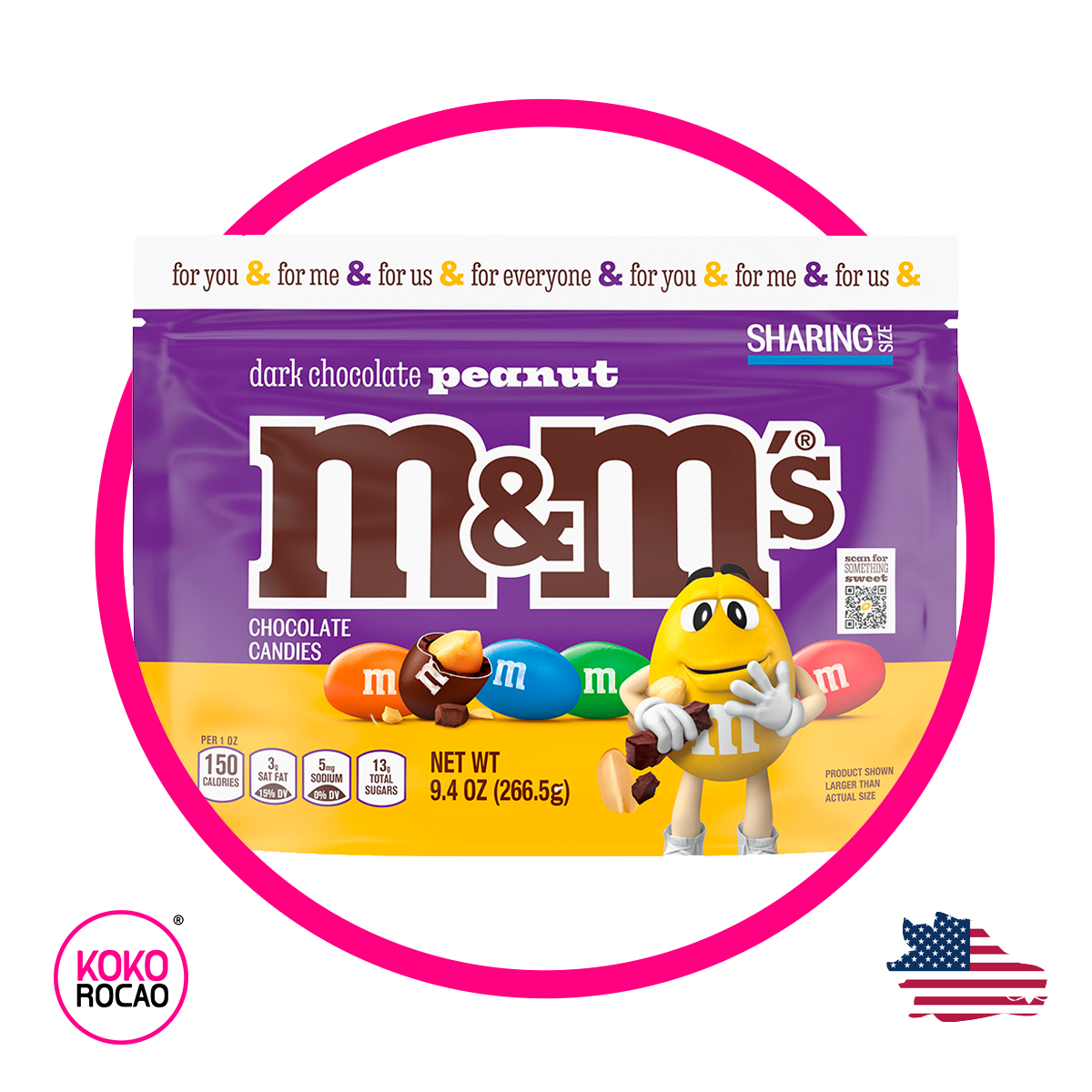 Bolsa de M&M's Dark Peanut 266.5 g