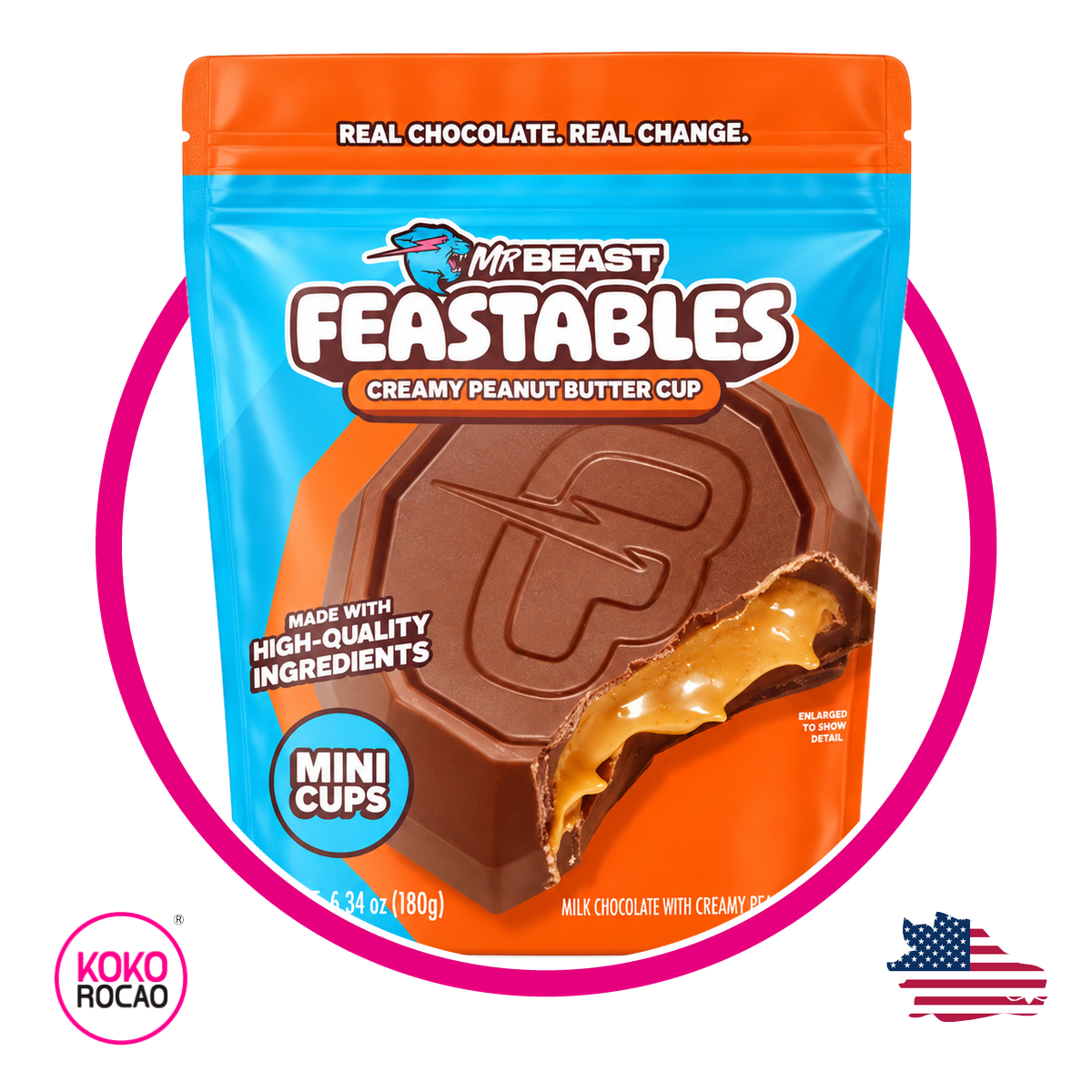 MR BEAST FEASTABLES CREAMY PEANUT BUTTER CUP BOLSA 180G