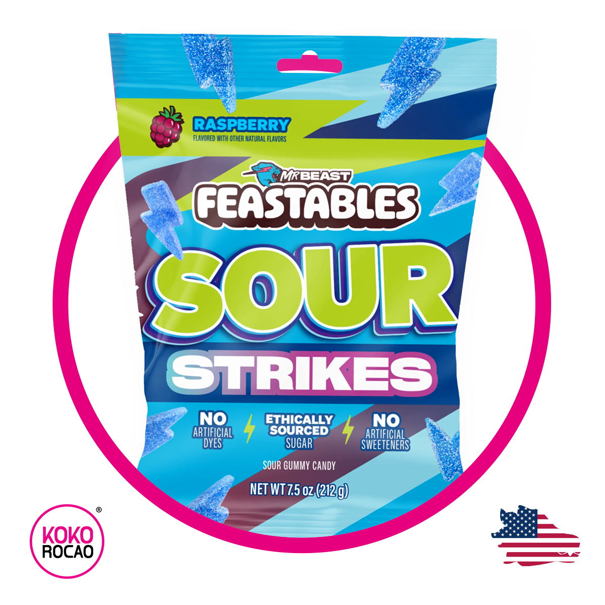 Bolsa de Mr Beast Feastables Sour Strikes 212 g