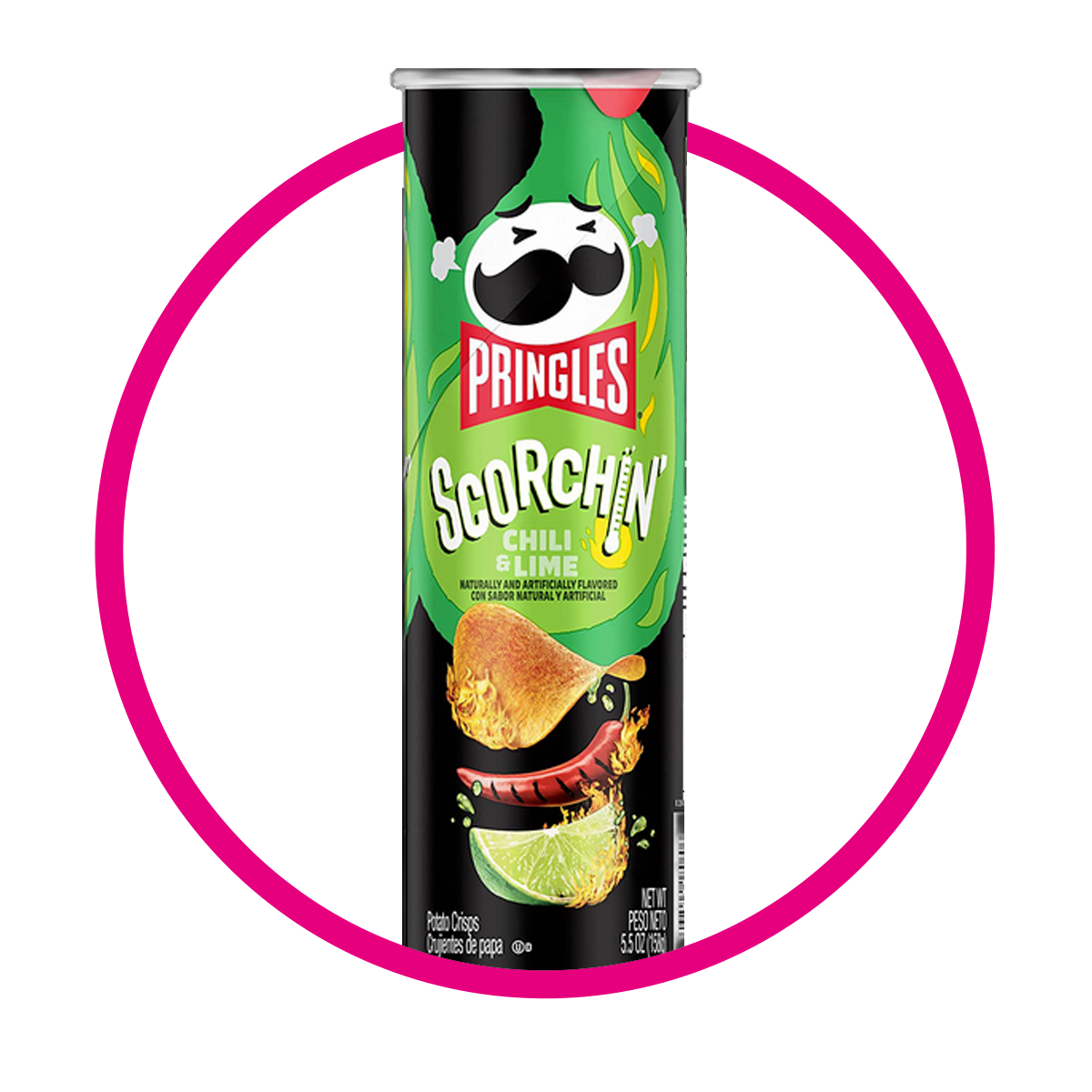 Lata de Pringles Scorchin Hot Chili Lime 158 g