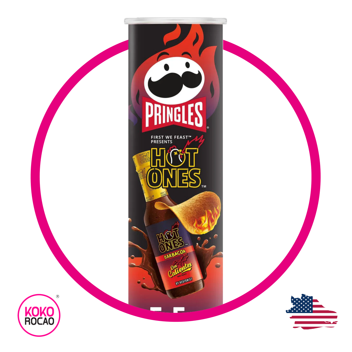 Lata de Pringles Hot Ones Barbacoa 158 g