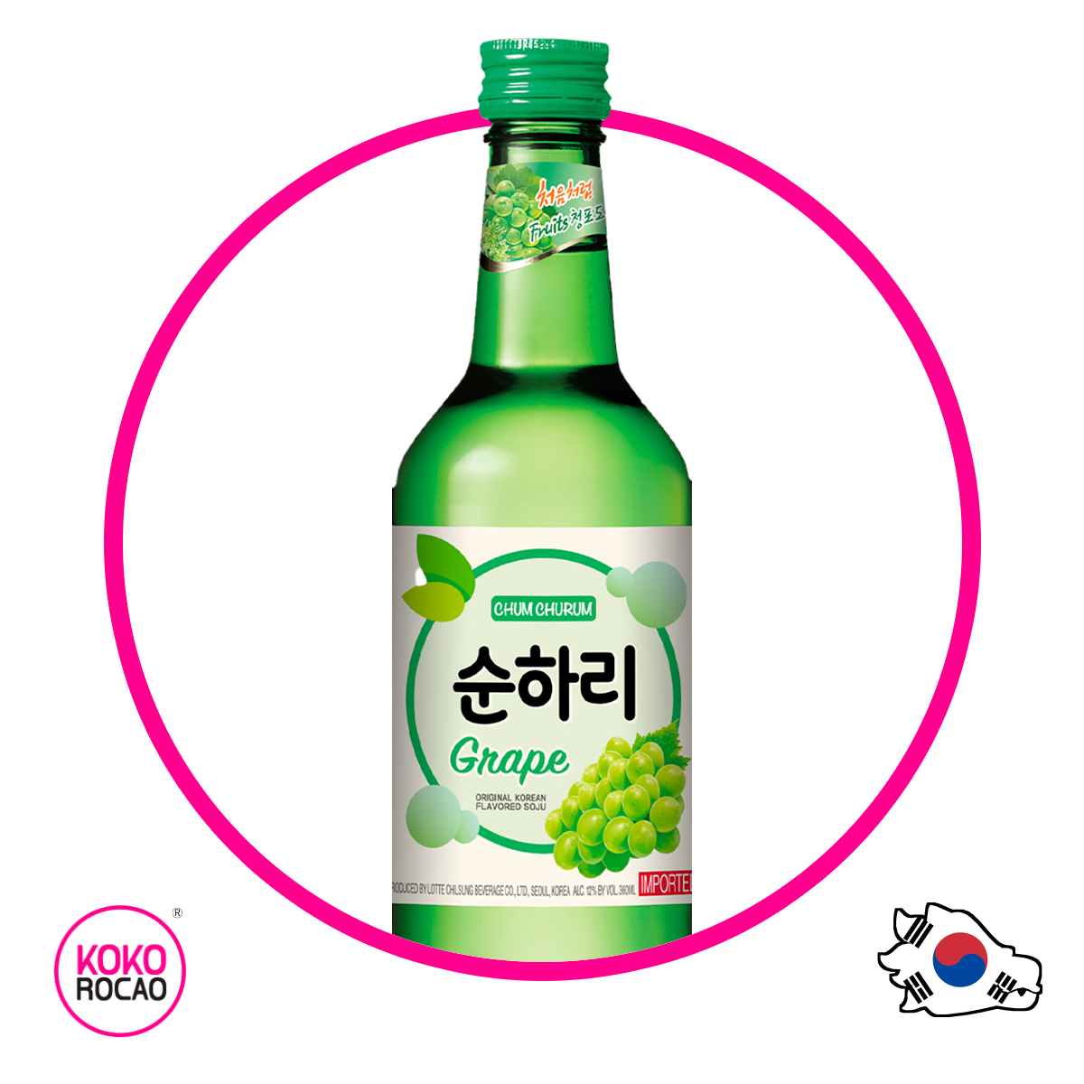 Botella de Soju Uva Alcholica 360 ml