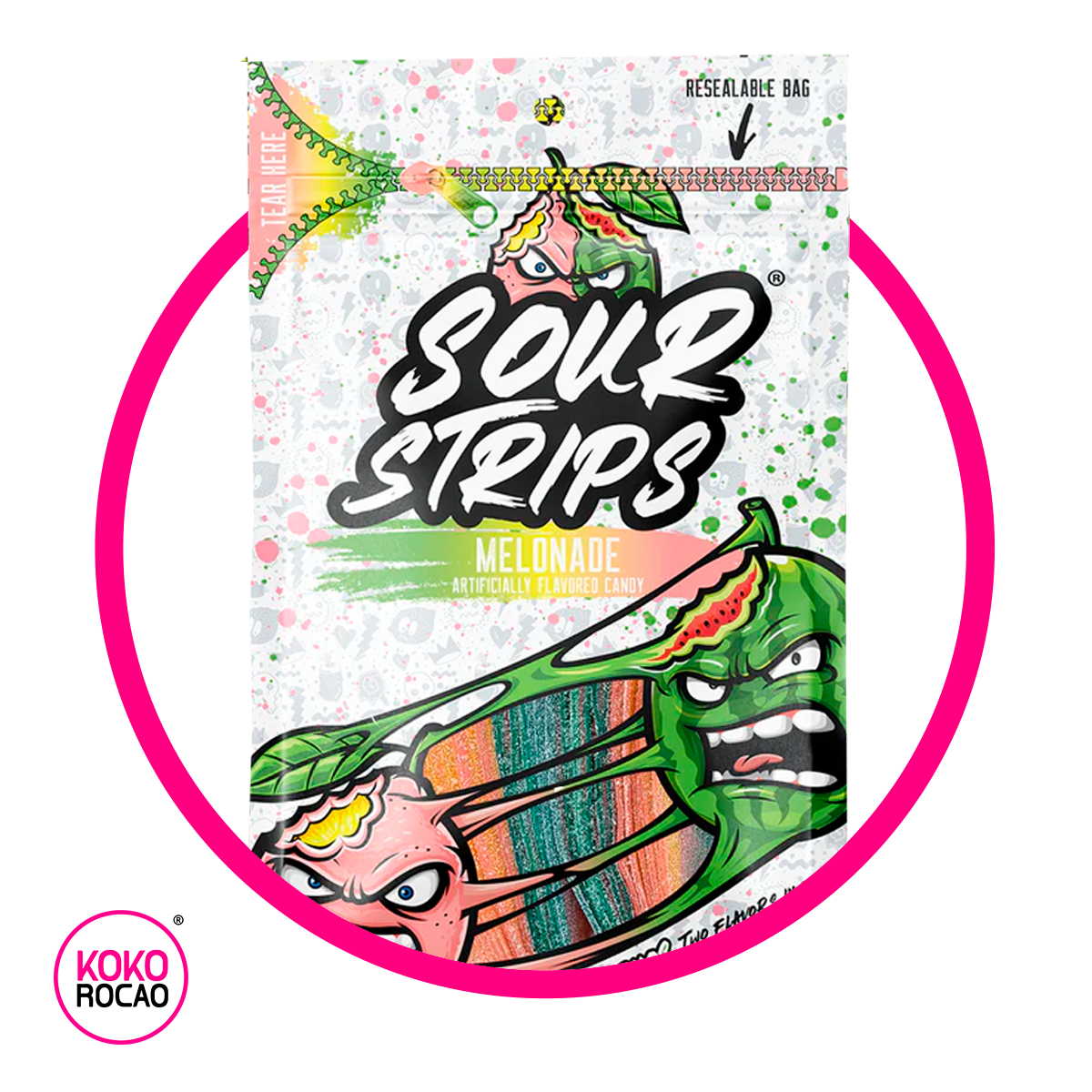 Bolsa de Sour Strips Melonade 96 g