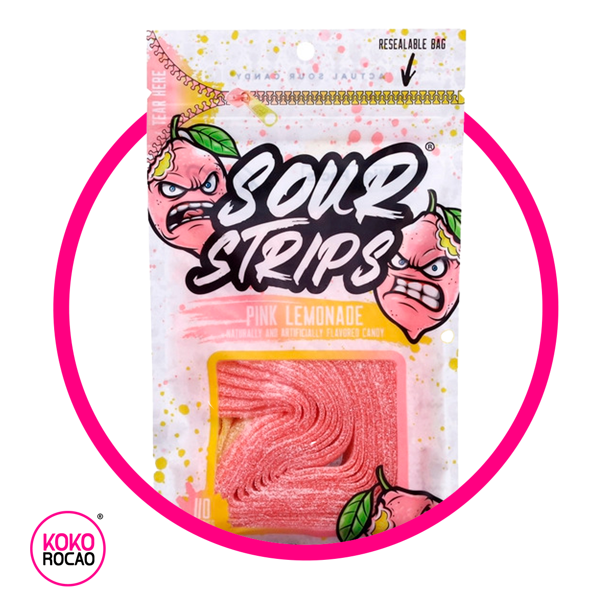 Bolsa de Sour Strips Pink Lemonade 96 g