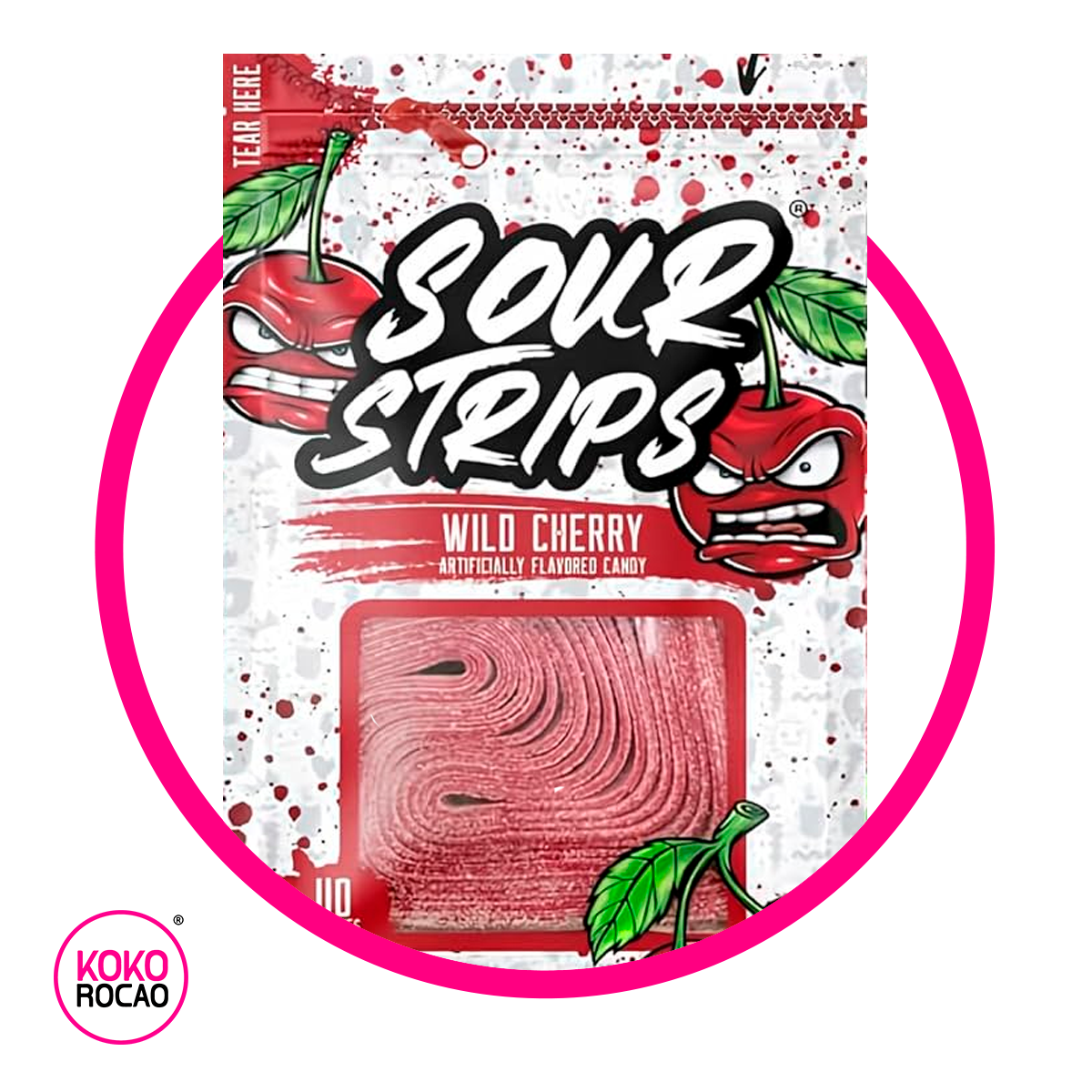 Bolsa de Sour Strips Wild Cherry 96 g