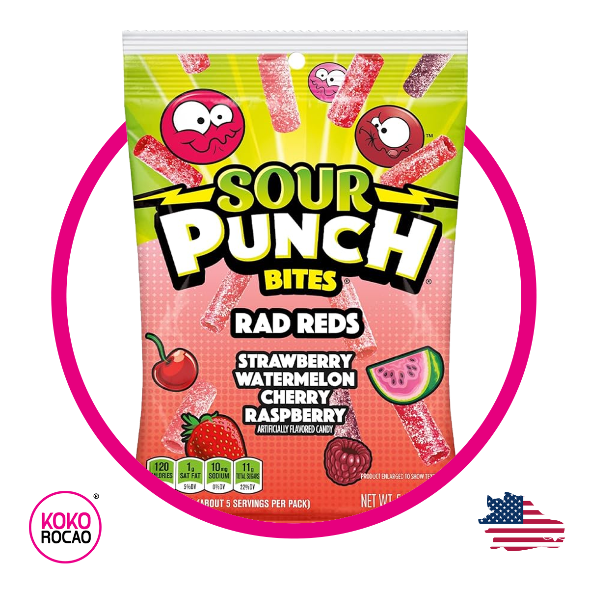 Bolsa de Sour Punch Rad Reds 105 g