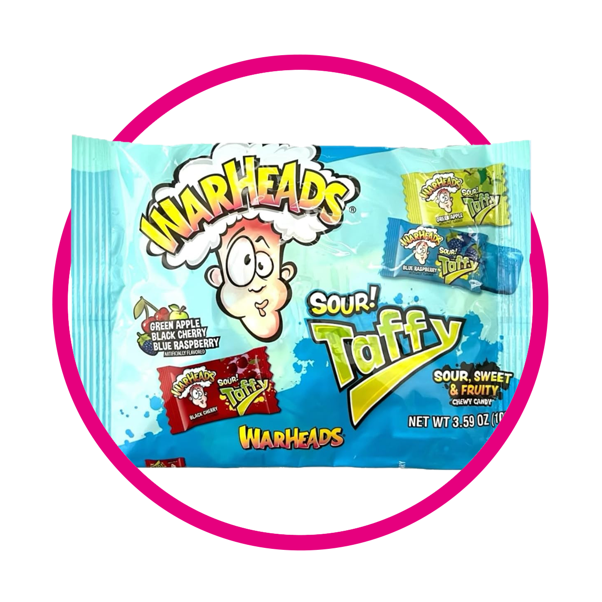 Bolsa de Warheads Sour Taffy Azul 102 g