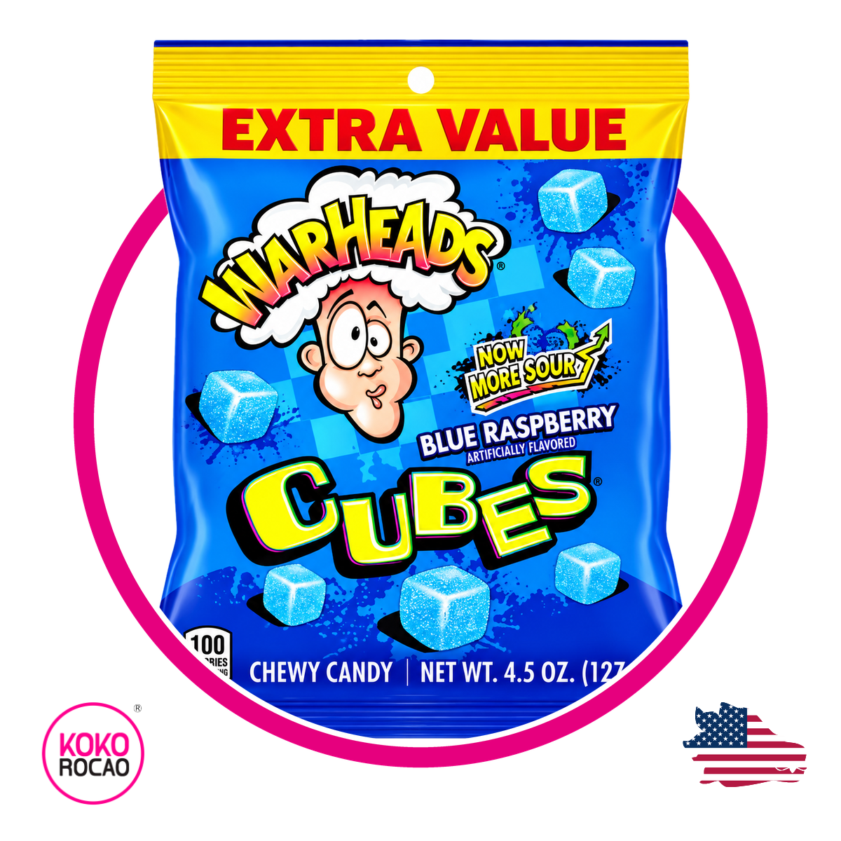 Bolsa de Warheads Cubes Blue Raspberry 127 g