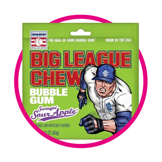 Bolsa de Big League Sour Apple Bubble Gum 60 g