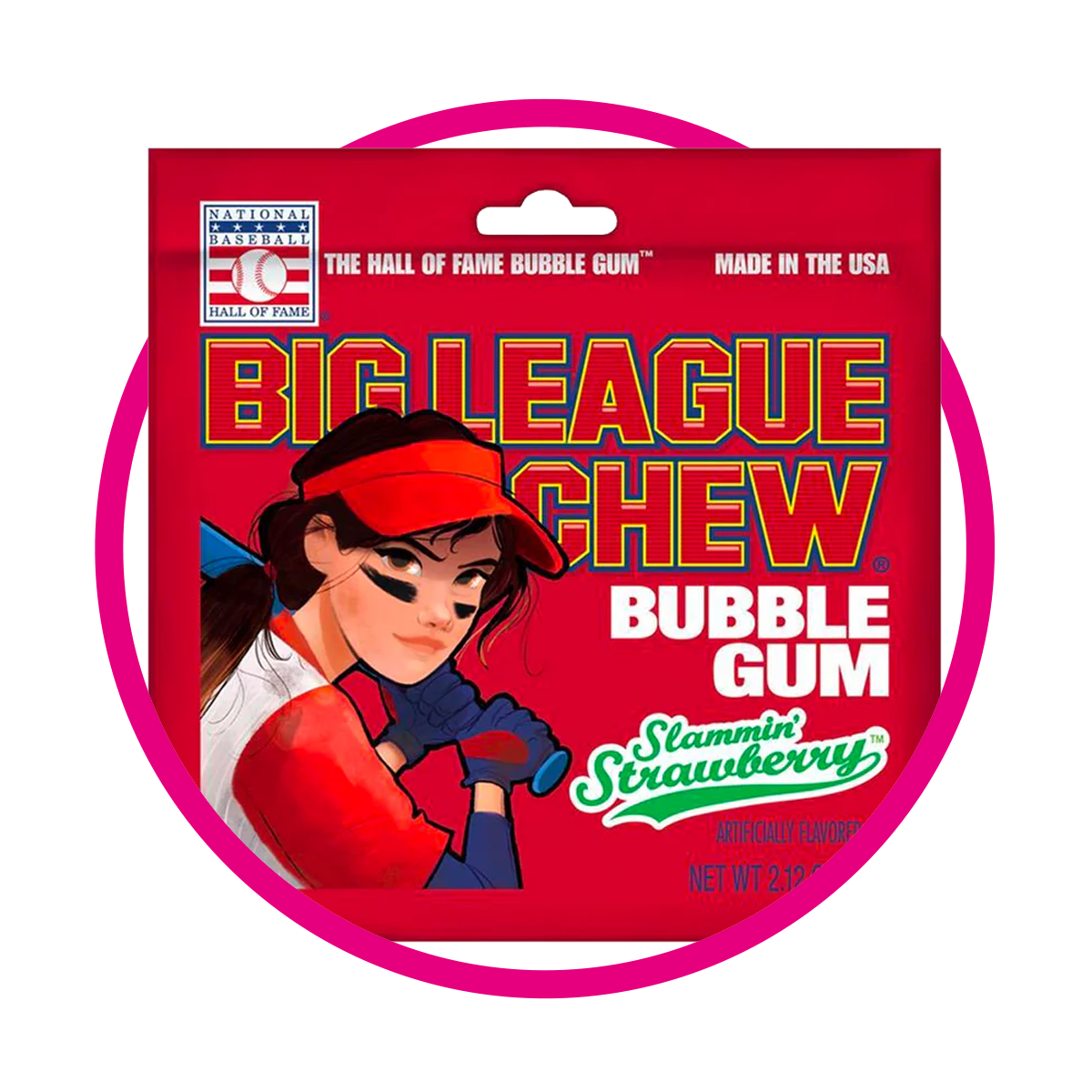 Bolsa de Big League Strawberry Bubble Gum 60 g