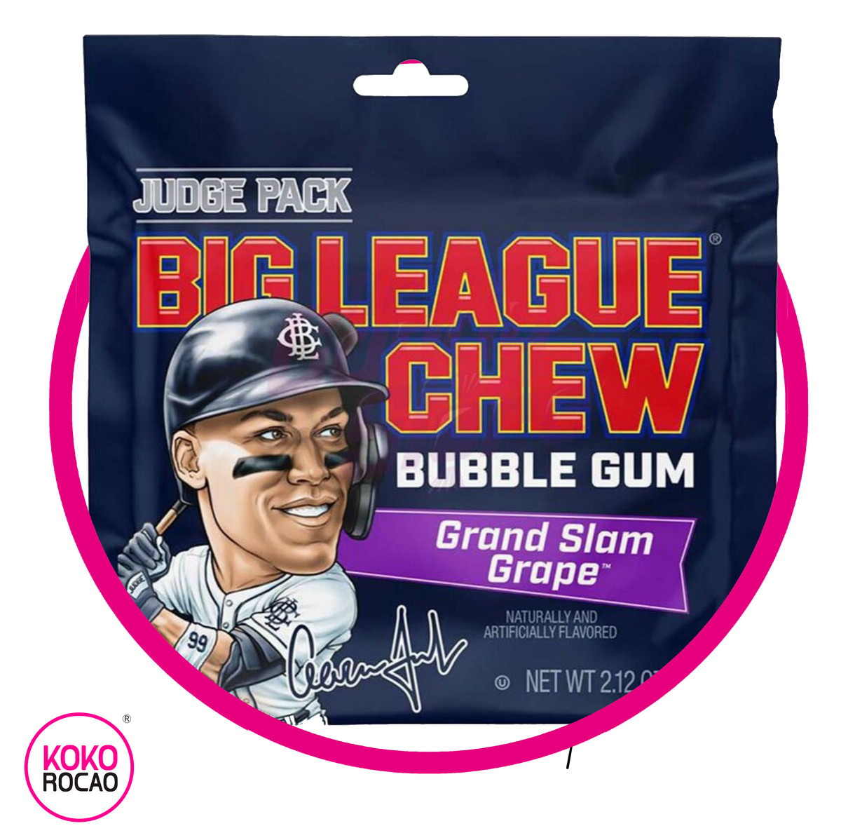 Bolsa de Big League Grand Slam Grape Bubble Gum 60 g