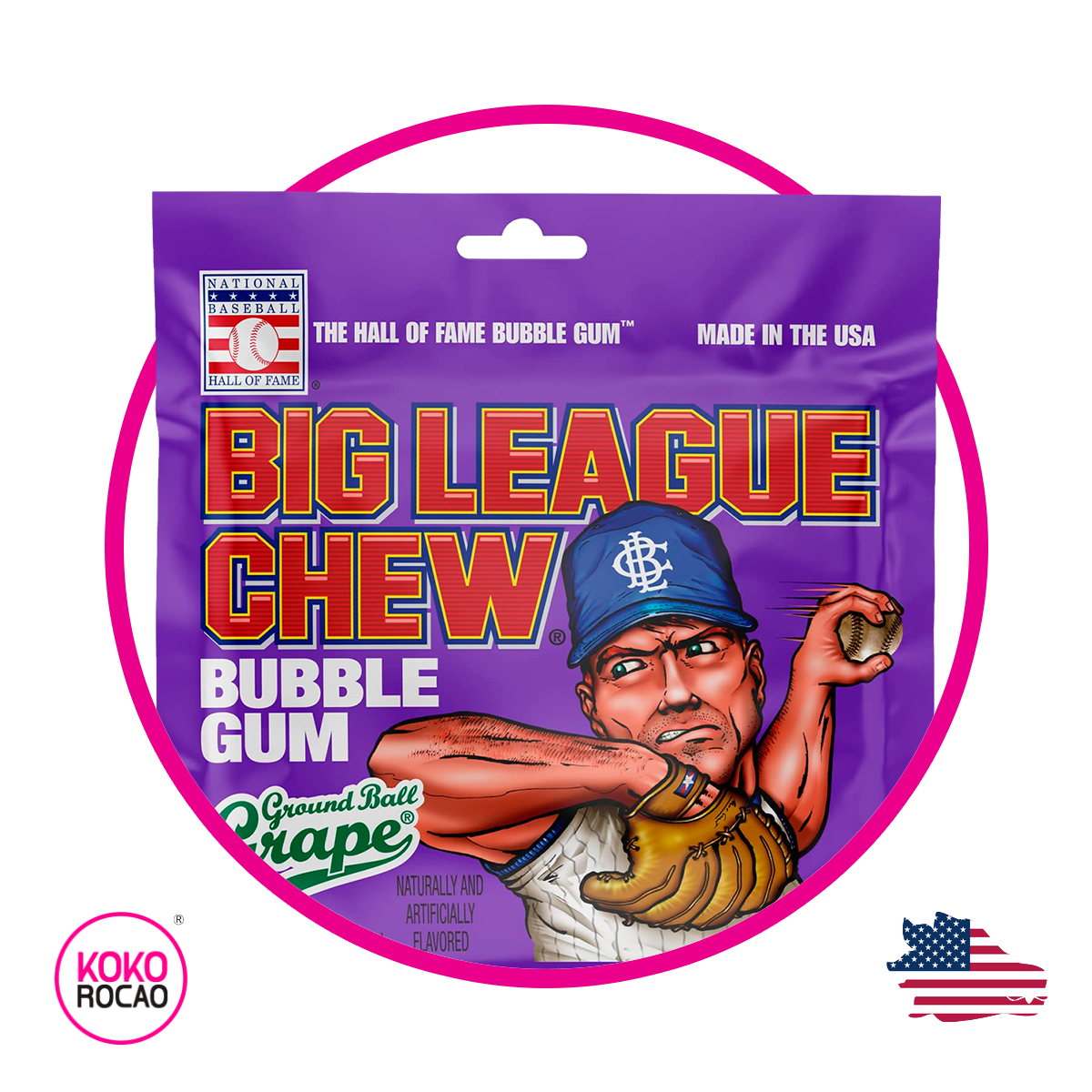 Bolsa de Big League Grape Bubble Gum 60 g