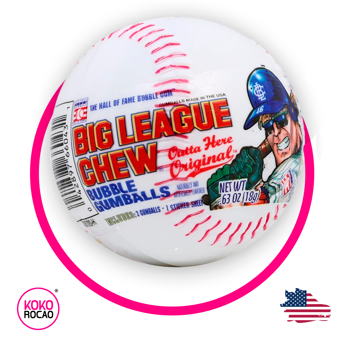 Bote de Big League Gum Balls Bubble Gumm 18 g