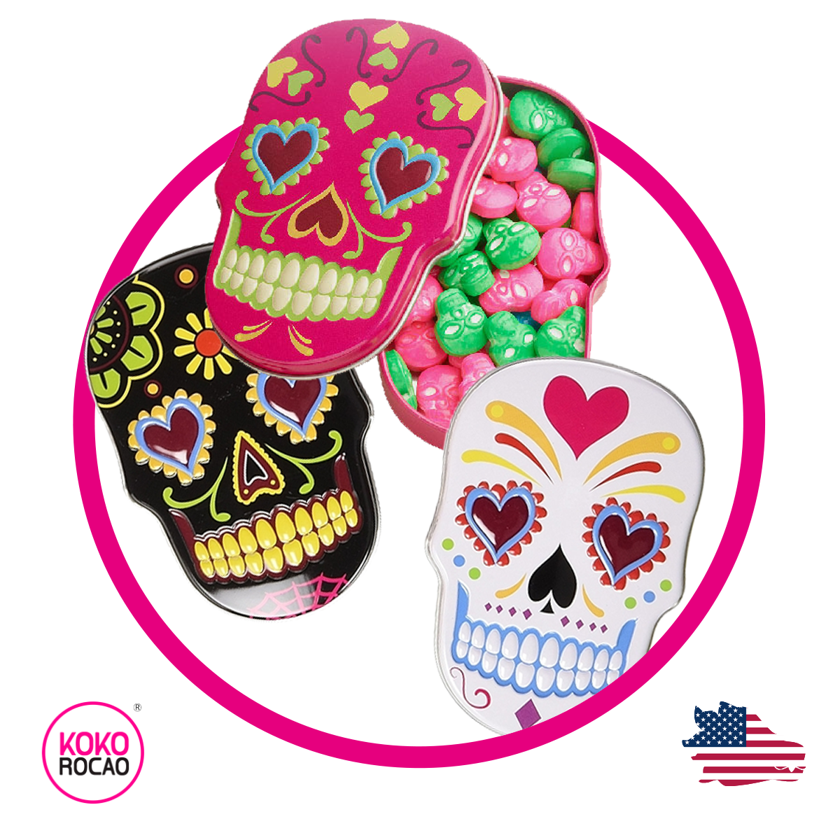Caja de Boston America Sugar Skulls Pill Box 39.6 g