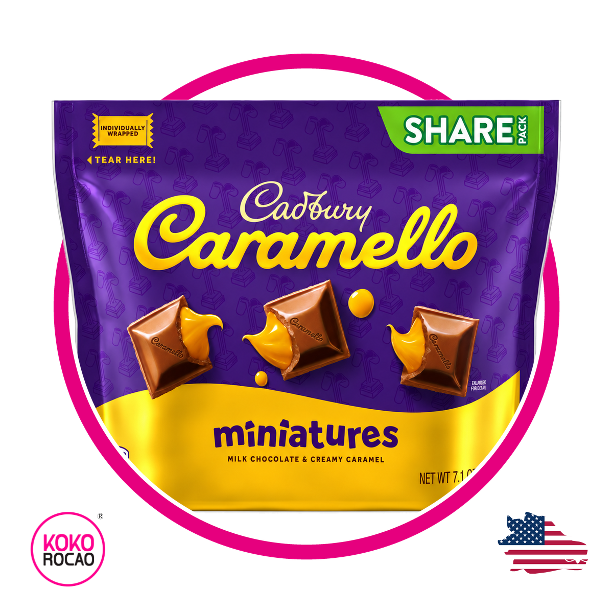 CADBURY CARAMELLO MINIATURES MILK CHOCOLATE BOLSA 201G