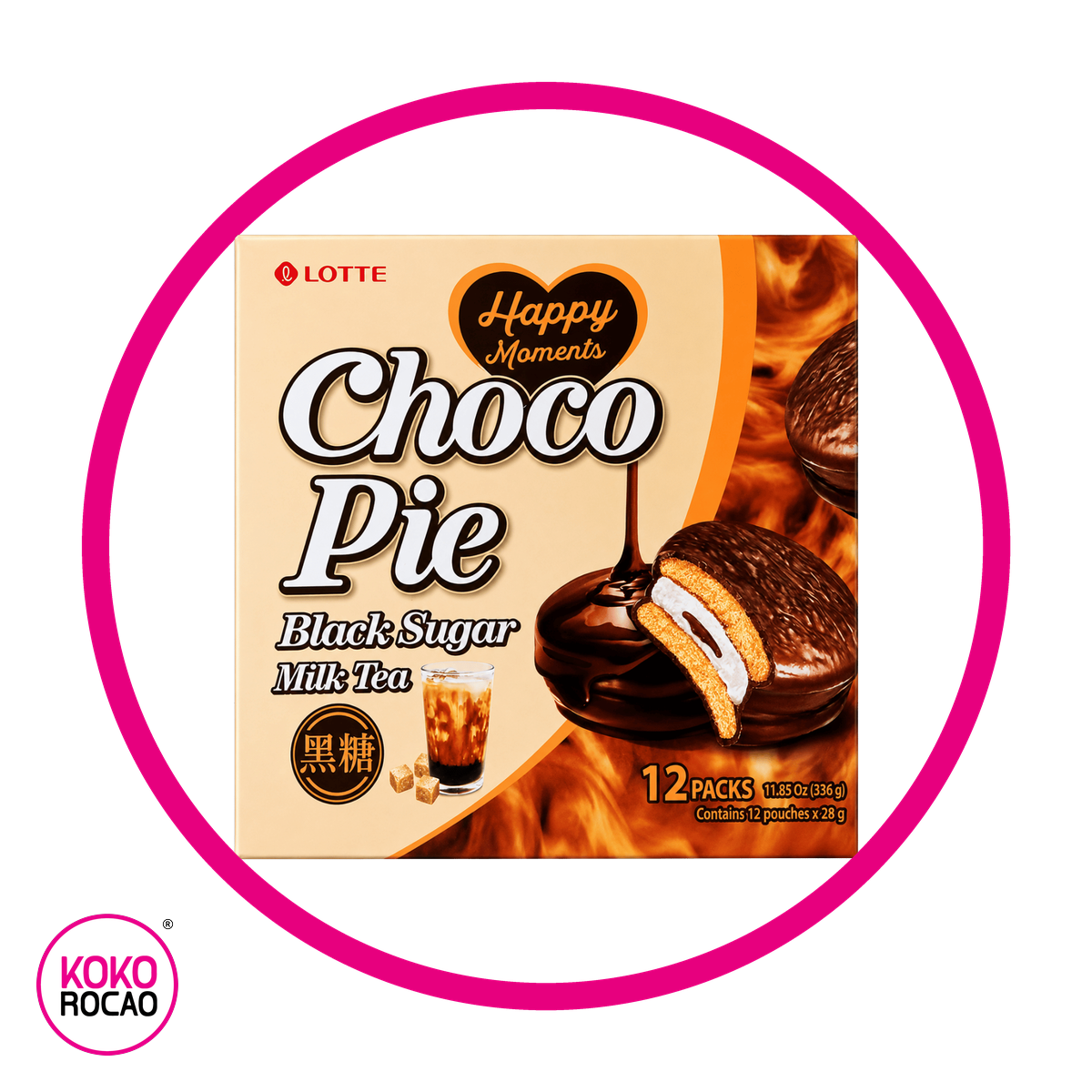 Caja de Lotte Choco Pie Black Sugar Bundle