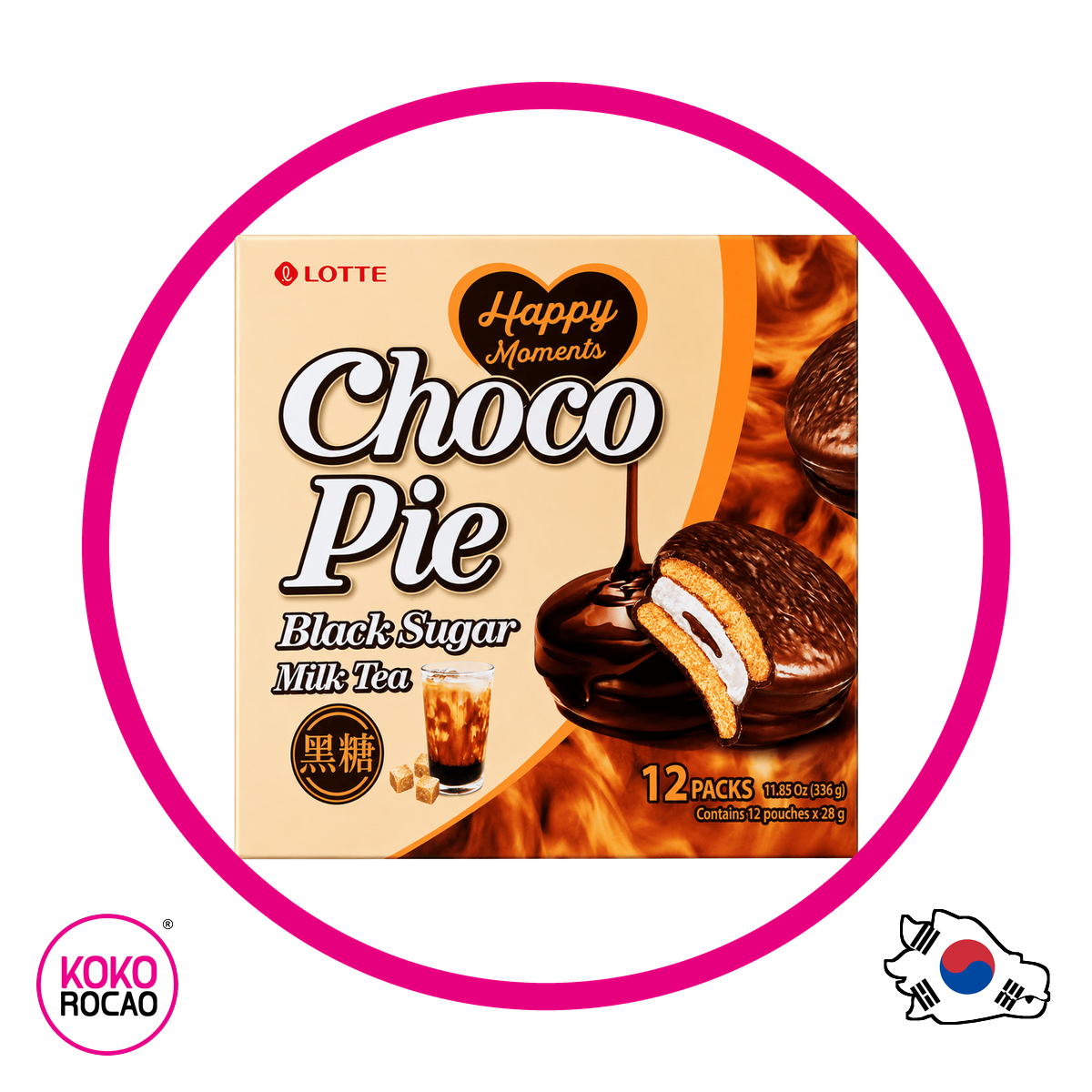 Caja de Lotte Choco Pie Black Sugar Bundle