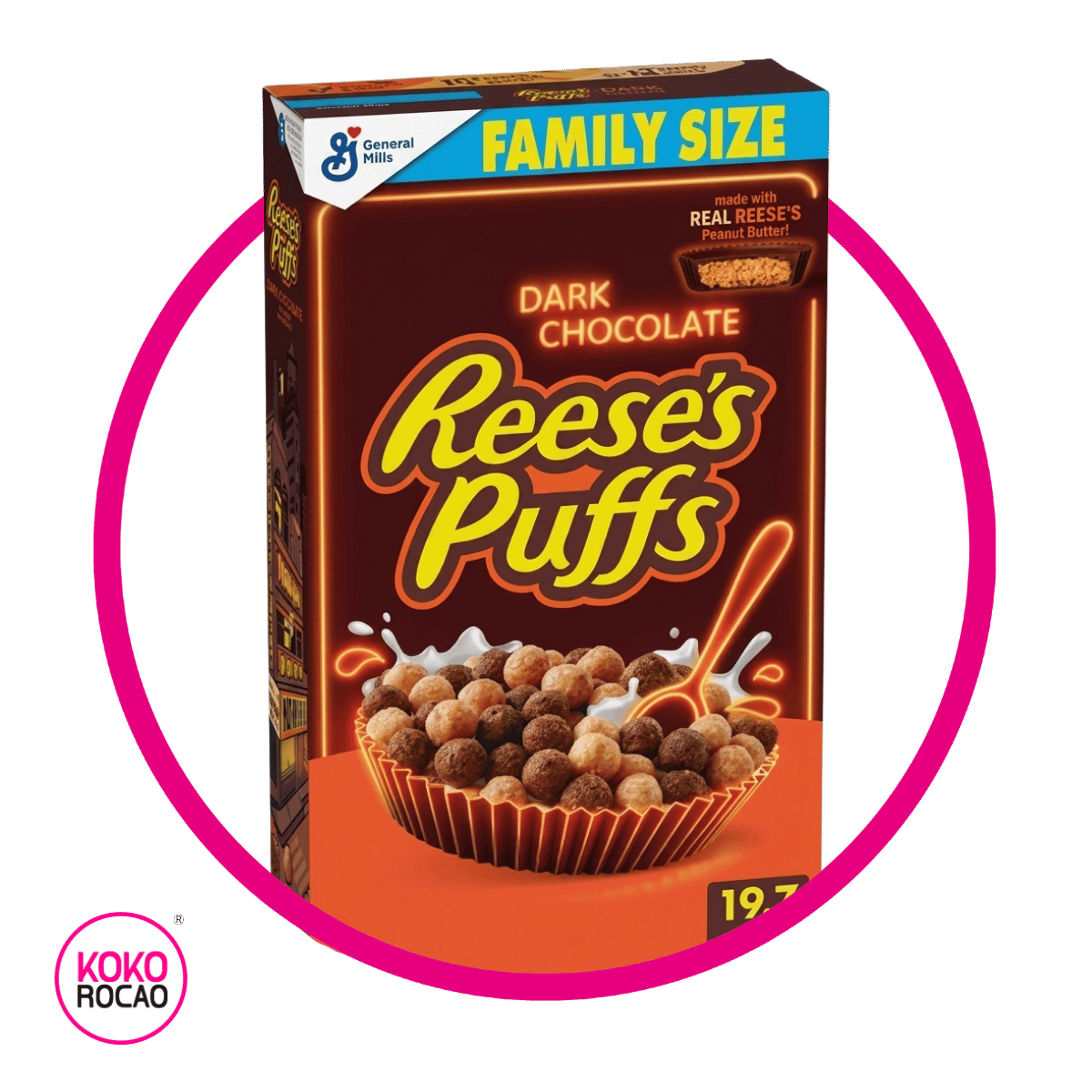 Caja de General Mills Reese's Puffs Dark 558 g