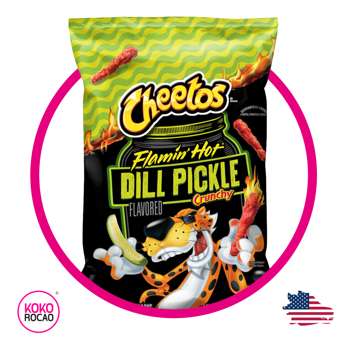 Bolsa de Chettos Flaming Hot Dill Pickle 240.9 g