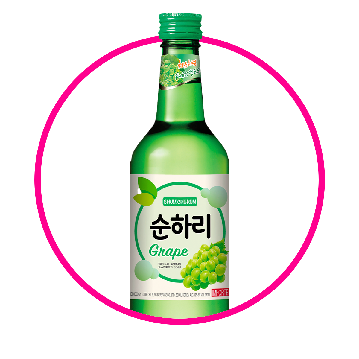 Botella de Soju Uva Alcholica 360 ml