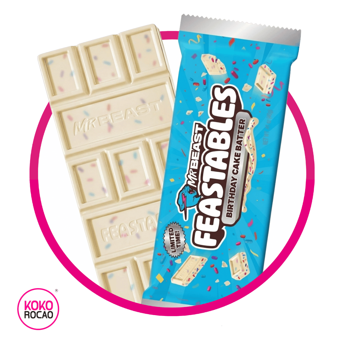 Barra de Feastables Mr Beast Birthday Cake Chcolate 60 g