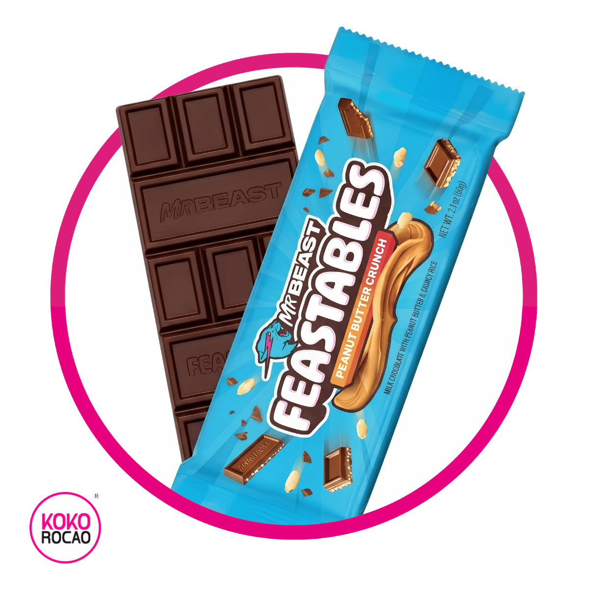 Barra de Feastables Mr Beast Peanut Butter Crunch 60 g