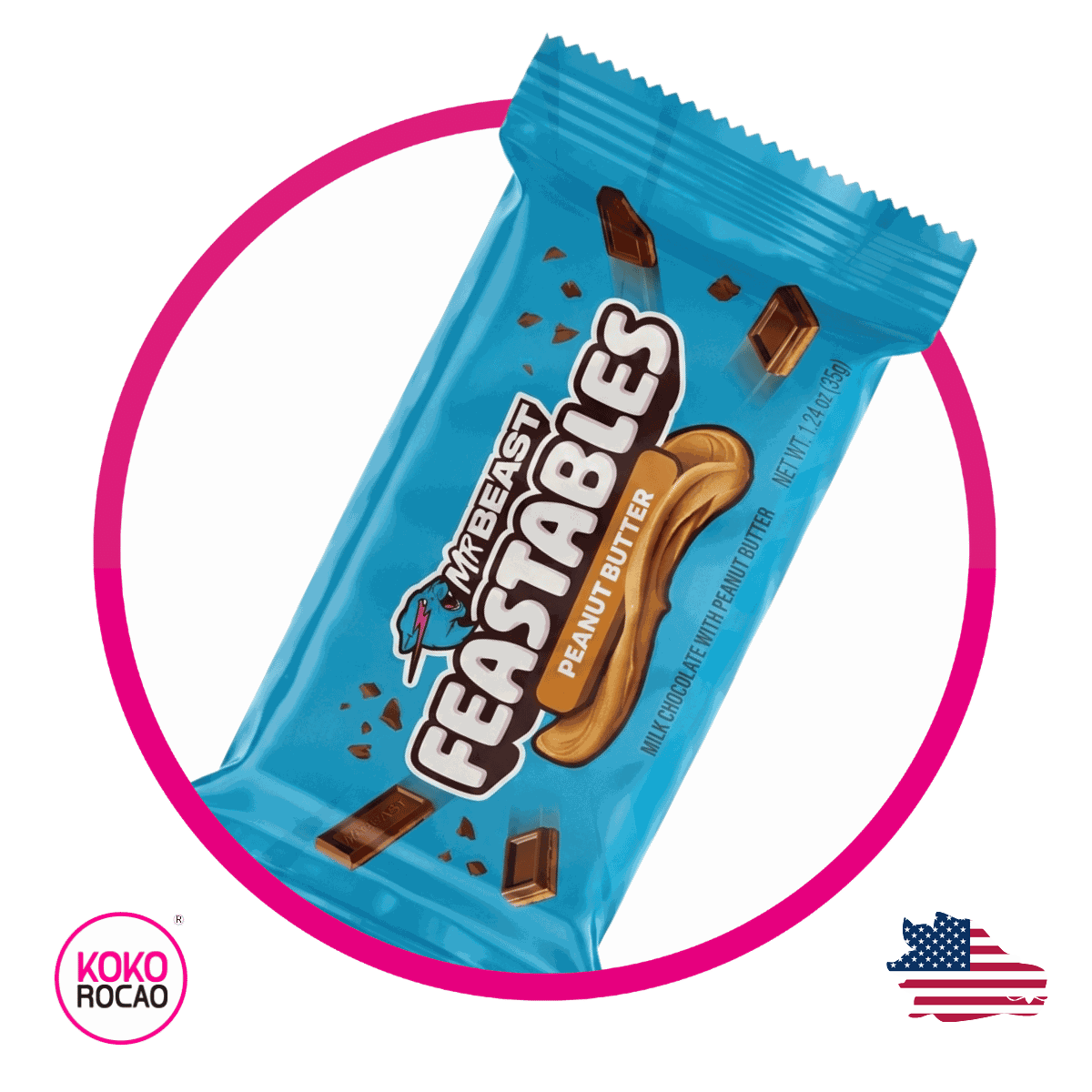 Barra de Feastables Mr Beast Peanut Butter Chcolate 35 g