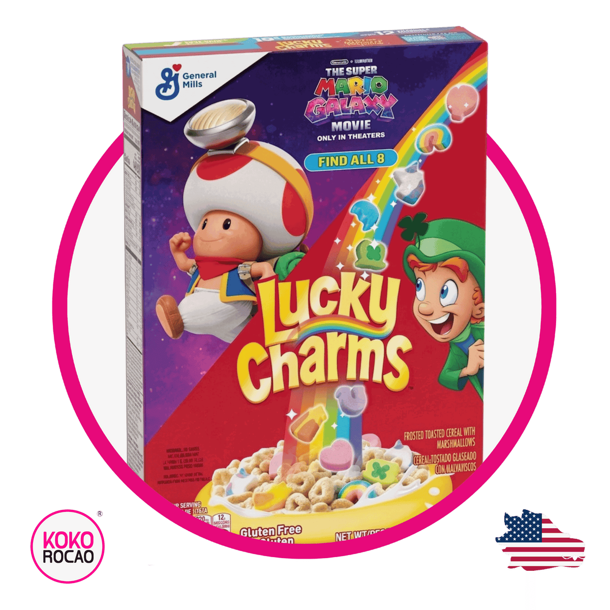 Caja de General Mills Lucky Charms Toad Mario 297 g