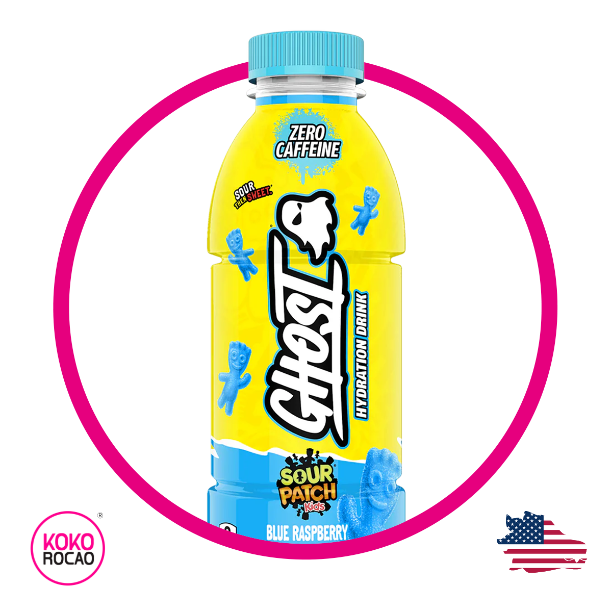 Botella de Ghost Sour Patch Blue Raspberry 500 ml