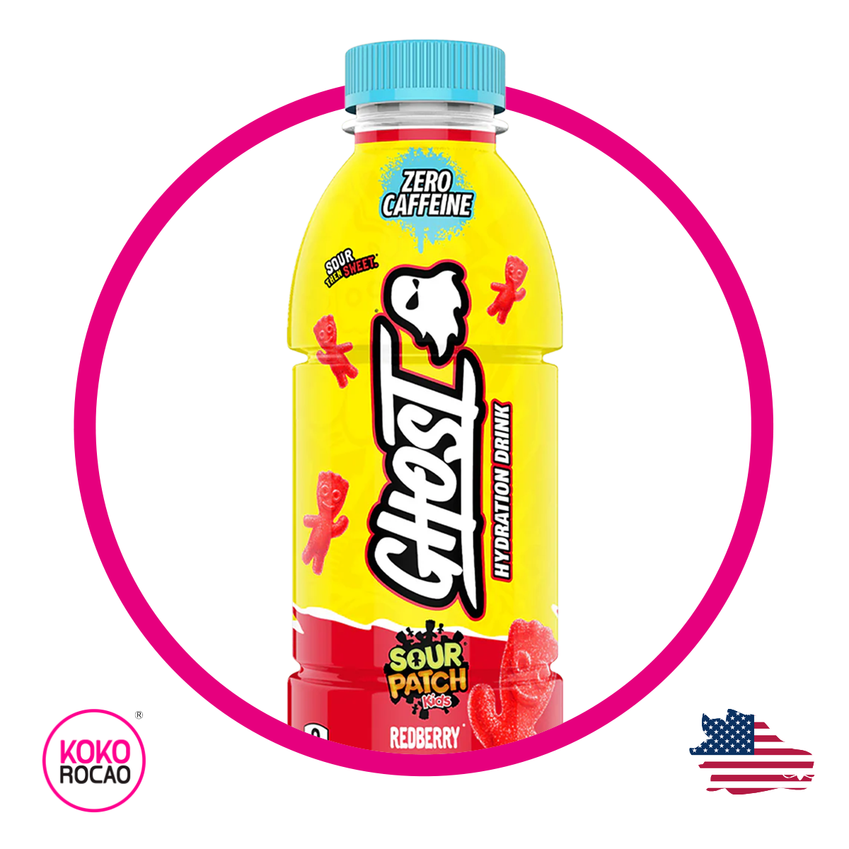 Botella de Ghost Sour Patch Redberry Vitaminzed 500 ml