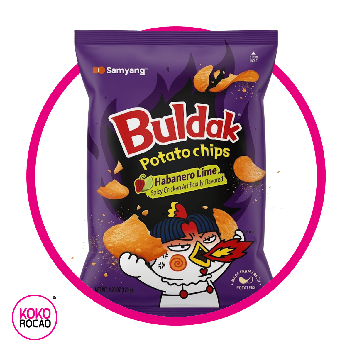 Bolsa de Samyang Buldak Potato Chips Habanero Lime 120 g