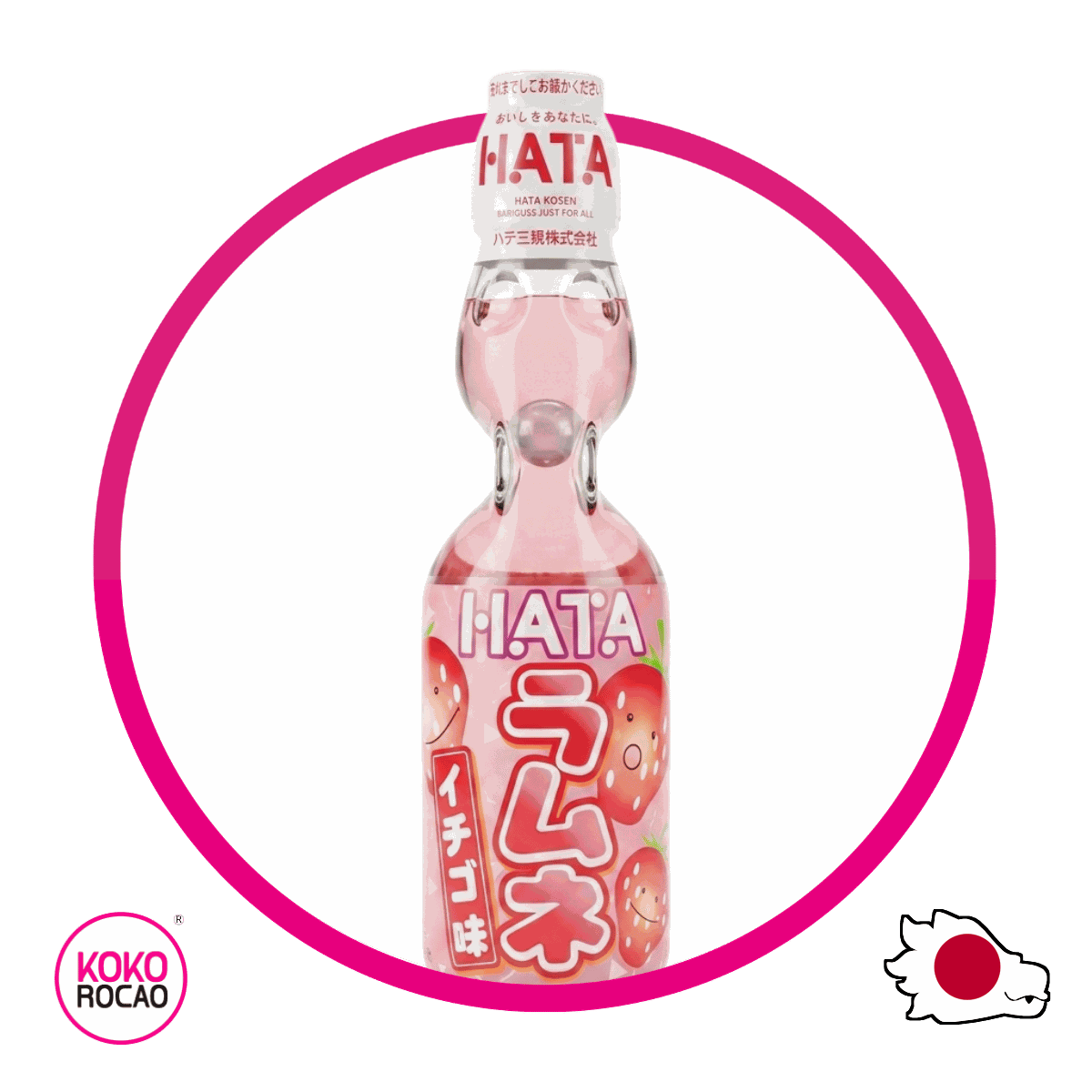 Botella de Hata Ramune Strawberry 200 ml