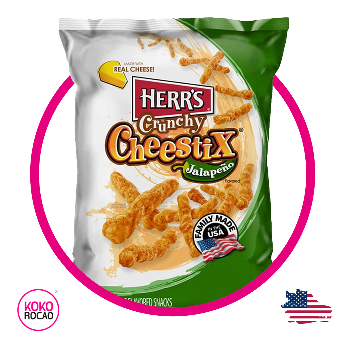 Bolsa de Herr´s Crunchy Cheestix Jalapeño 227 g
