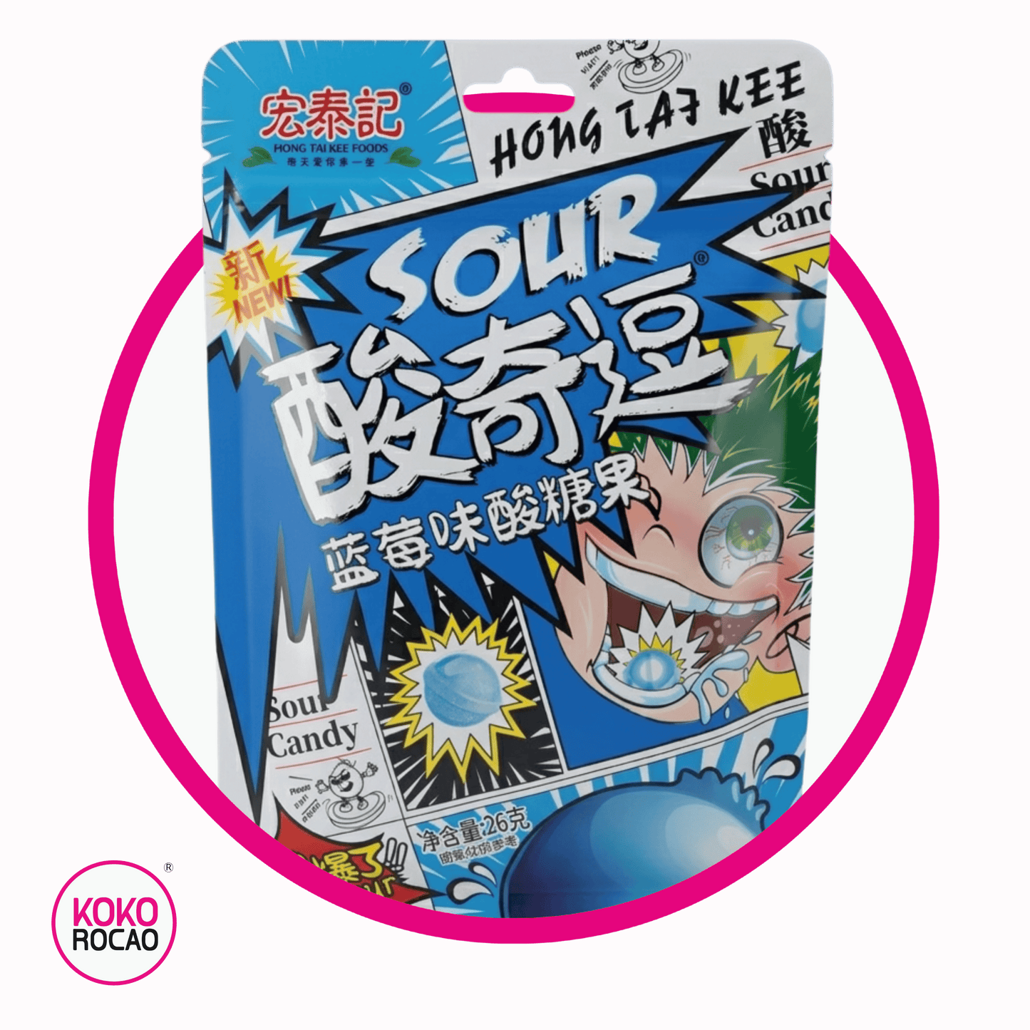 Bolsa de Hong Taj Kee Sour Blue Berry 26 g