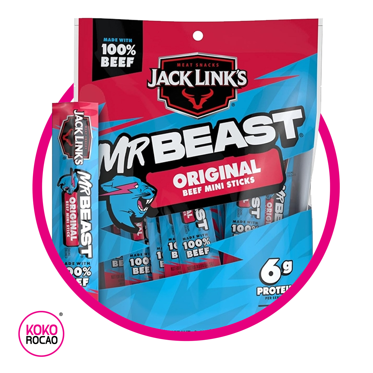 Bolsa de Jack Links Mr Beast Original Mini Sticks 170 g