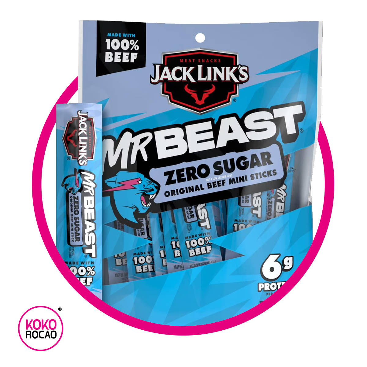 Bolsa de Jack Links Mr Beast Zero Sugar Mini Sticks 170 g