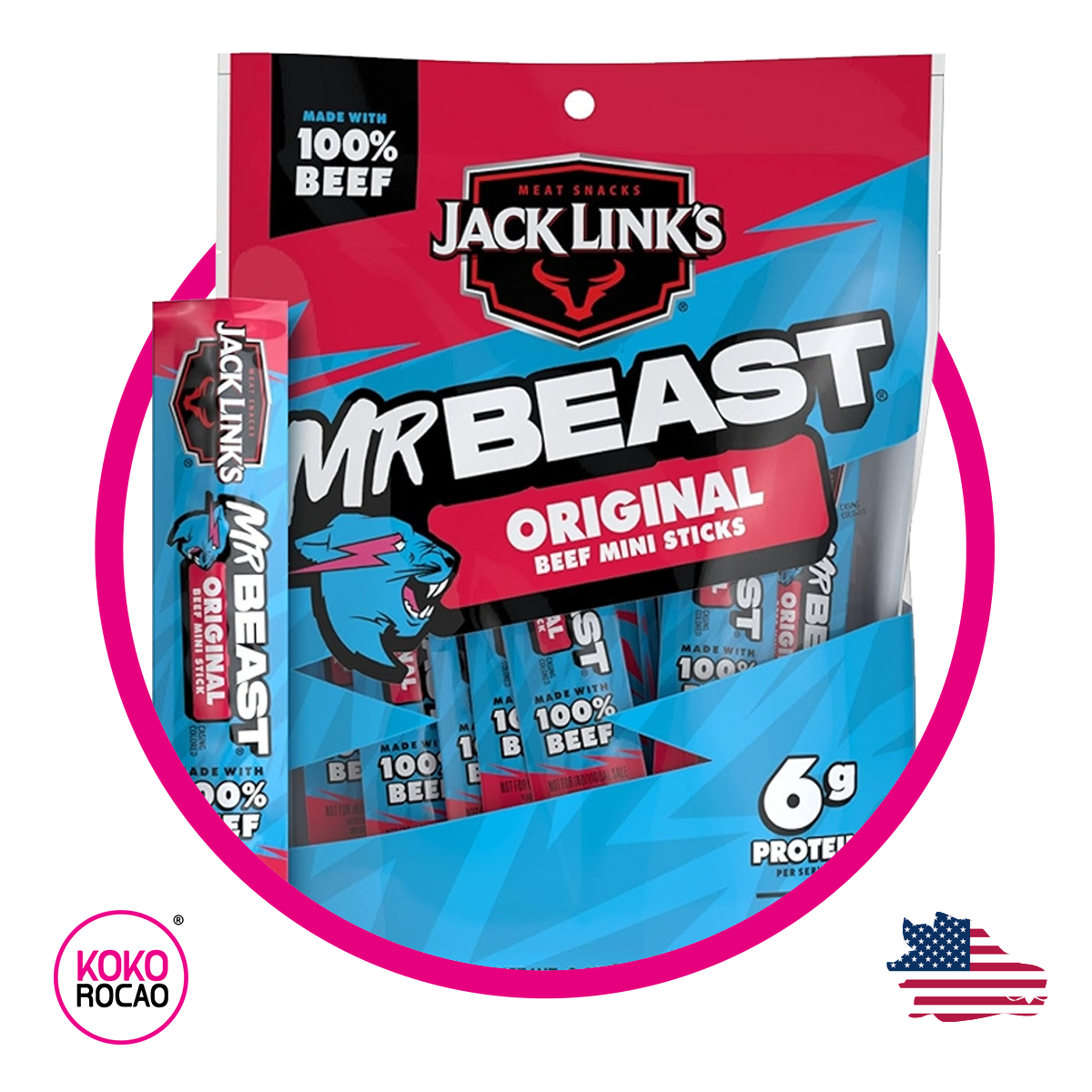 Bolsa de Jack Links Mr Beast Original Mini Sticks 170 g