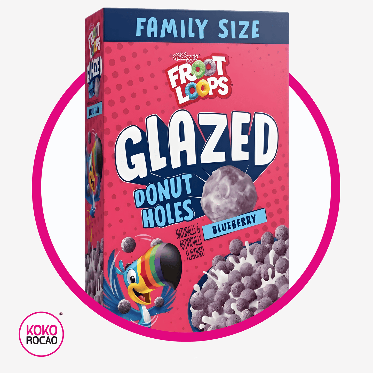 Caja de Kelloggs Froot Loops Glazed Donut Holes 504 g