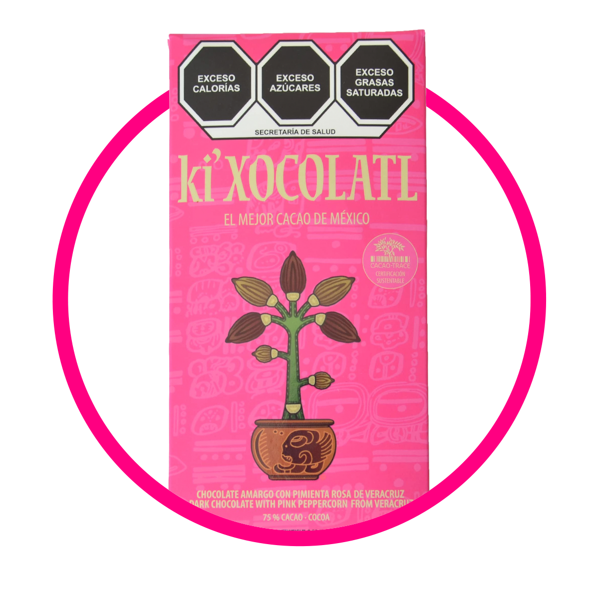 Caja de Kixocolatl Pimienta Rosa 80 g