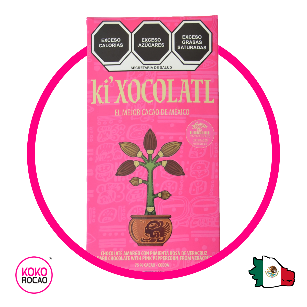 Caja de Kixocolatl Pimienta Rosa 80 g