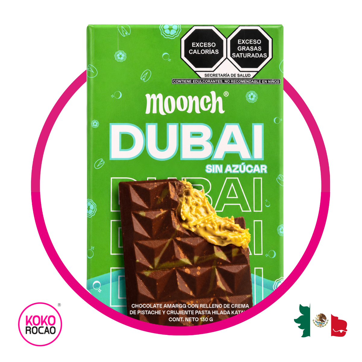 MOONCH DUBAI SIN AZUCAR CHOCOLATE PIEZA 130GR