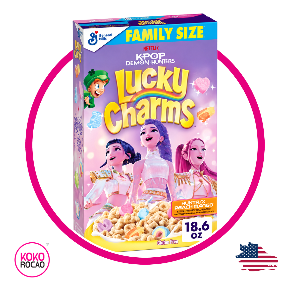 LUCKY CHARMS KPOP HUNTRIX PEACH MANGO CAJA 527G