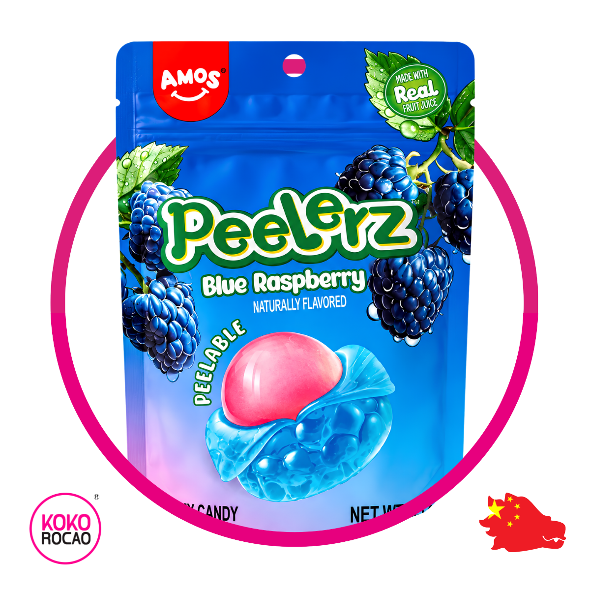 AMOS PEELERZ BLUE RASPBERRY GUMMY 85G