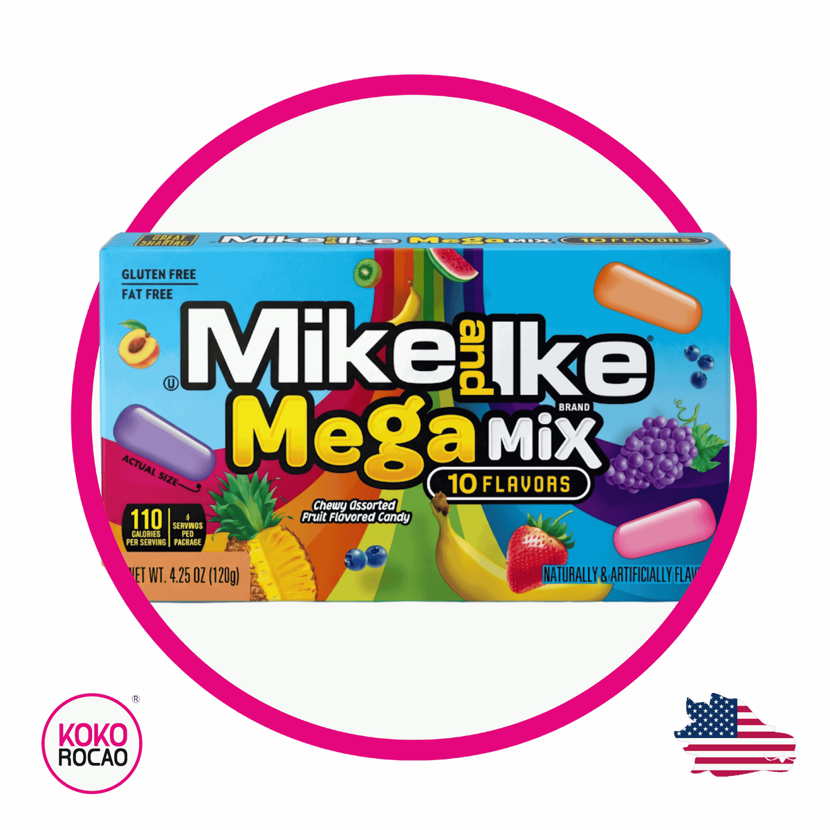 Caja de Mike And Ike Mega Mix 10 Sabores Assorted 120 g
