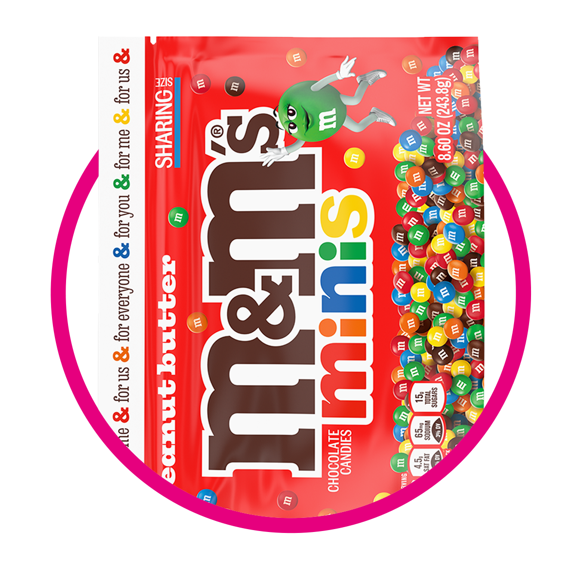 Bolsa de M&M's Minis Peanut Butter Stand Up 243.8 g
